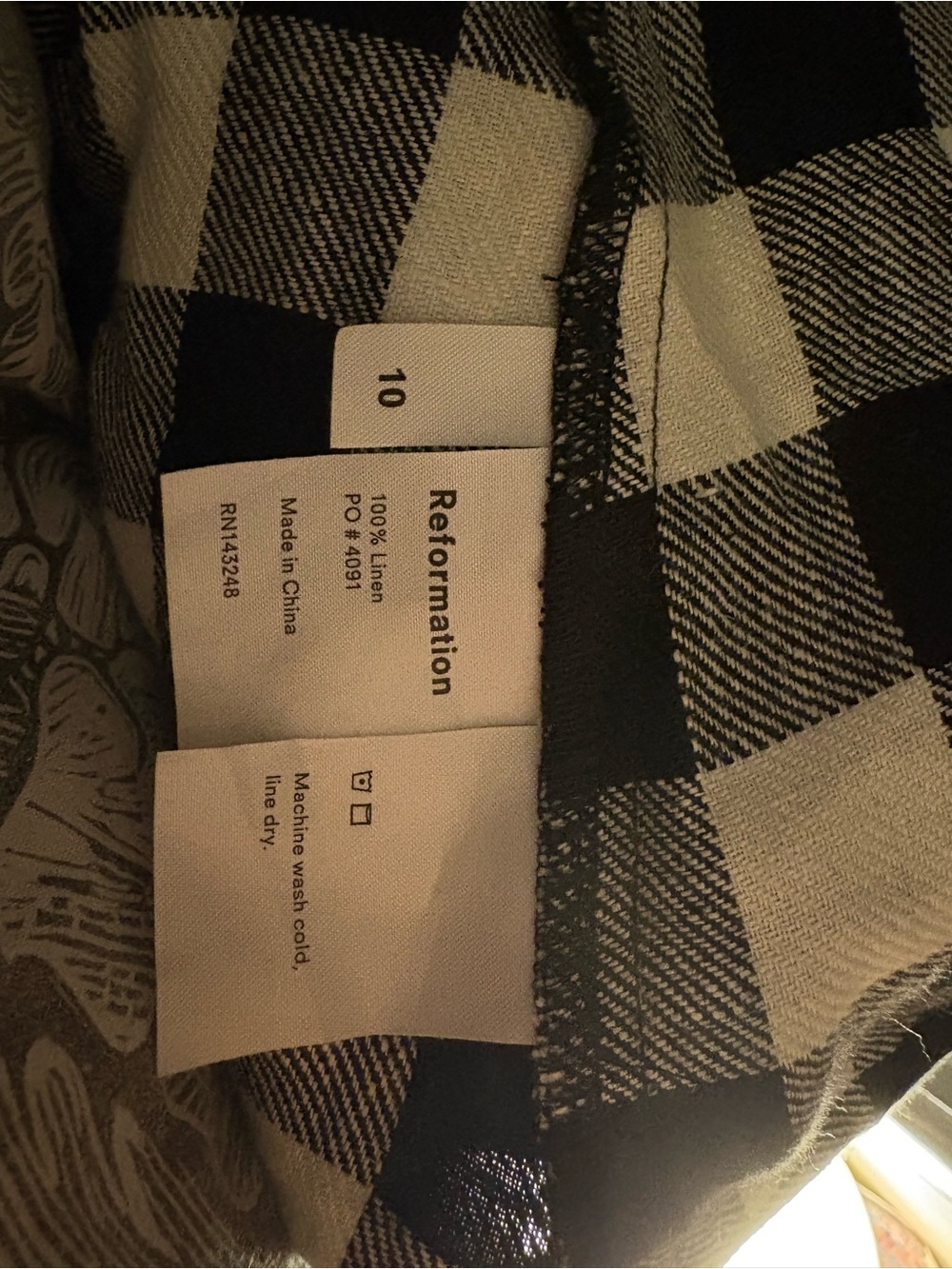 Reformation Black and White Gingham One-Shoulder Midi Dress - Picture 2 of 2